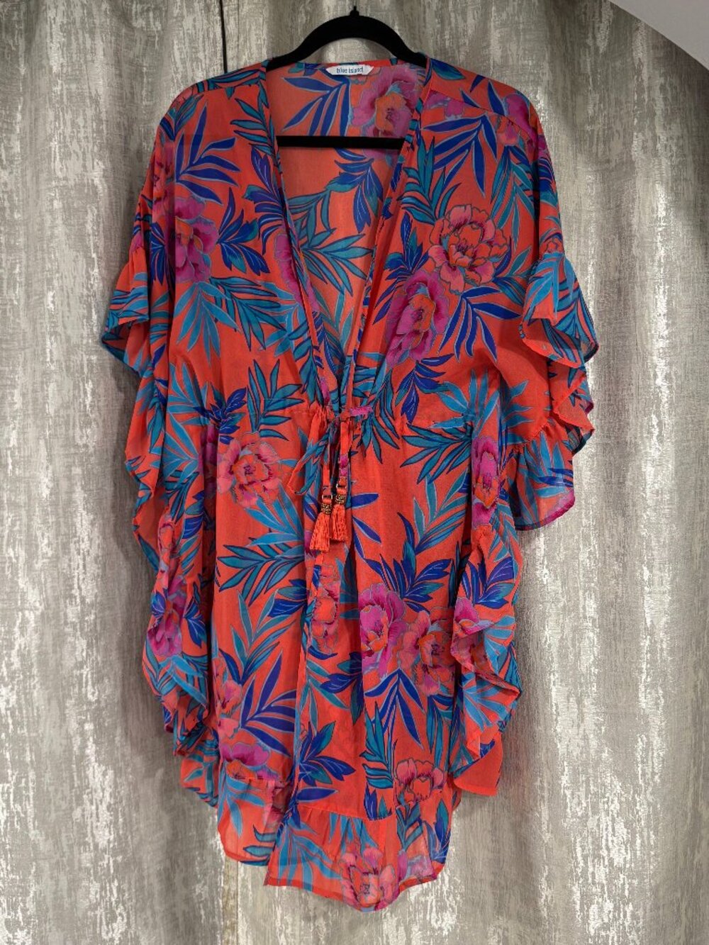 Blue Island Brand Swim Cover-up Caftan, Sz Large